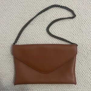 J. Crew Brown Leather Envelope Clutch